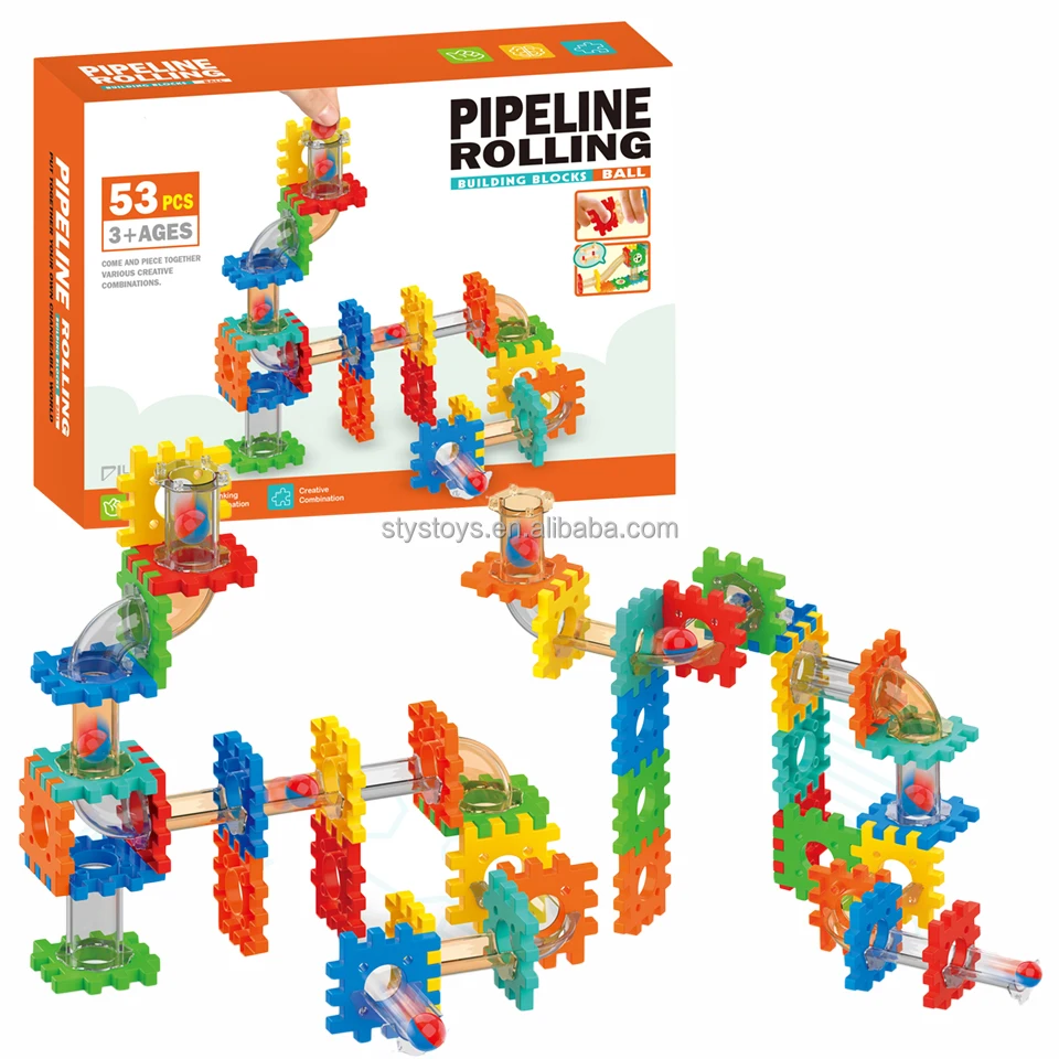 Cheap Price Marble Run Race Track 53 Pieces Gravity Marble Maze Games Building Blocks