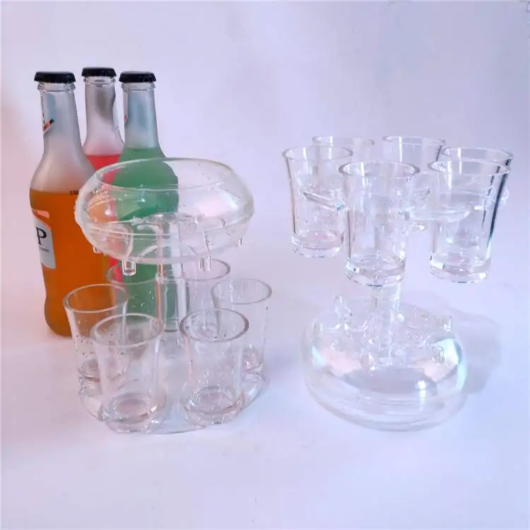 Wholesale 6 Shot Glass Holder Carrier Drinking Games Bar Cocktail Wine Quick Filling Tool Caddy Liquor Dispenser