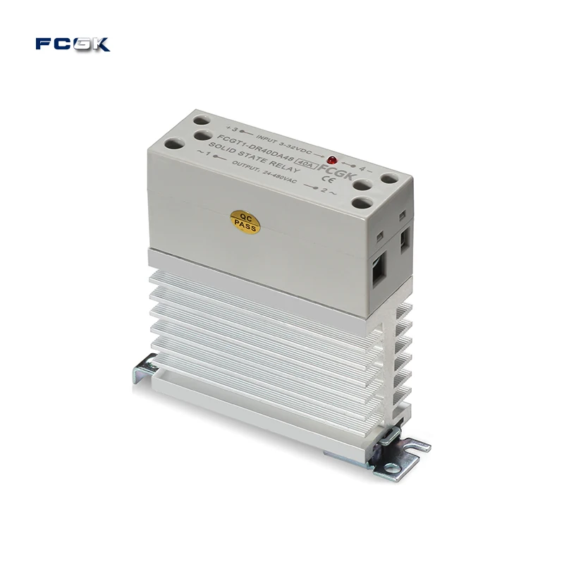 FCGK  dc 40a solid state slim relay ssr din with heatsink,24v 220v ssr Solid state relay DIN module
