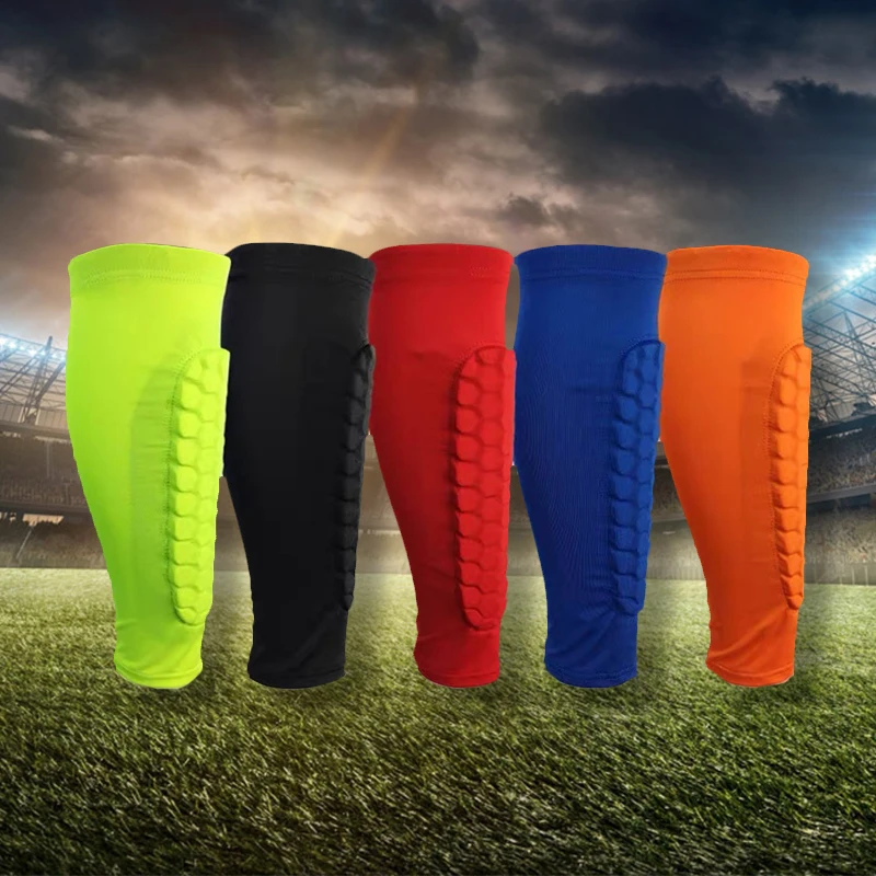 Lightweight Soccer Football Socks Spandex Honeycomb Shin Guards Pad Calf Compression Sleeves Support Brace Protector Socks
