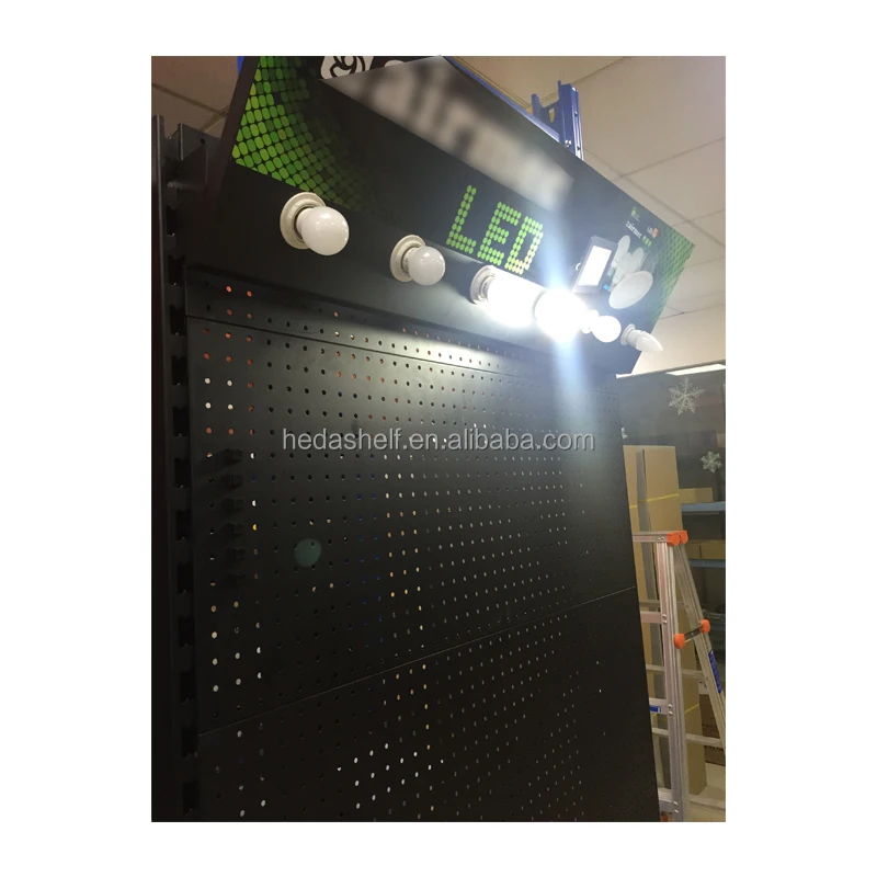 Tools display rack shelf retail shelving racks metal store display rack with light