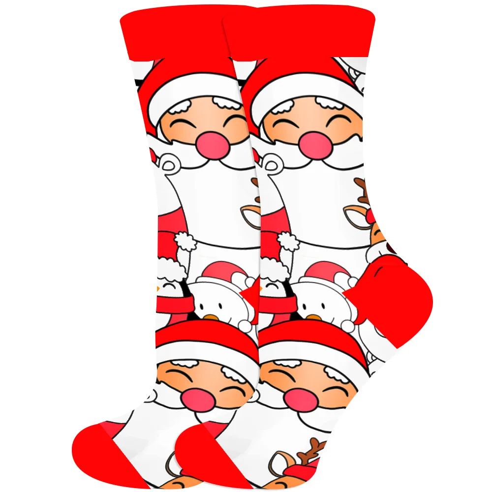 New Custom Design Fashion Santa Xmas Christmas Colorful Men Colorful Dress Socks