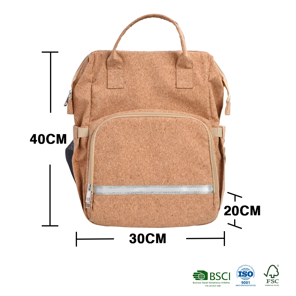 100% Natural Cork Diaper Bag Backpack,Baby Nappy Changing Bags Multifunction Waterproof Travel Back Pack Baby Bed