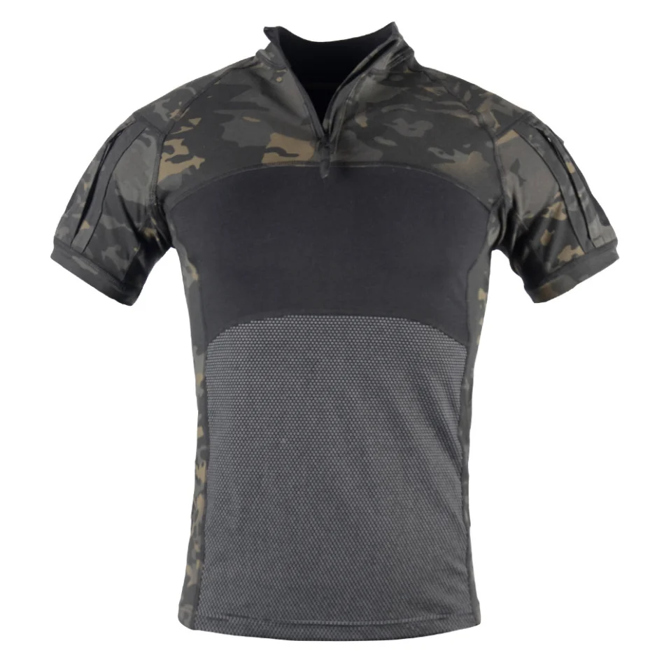 DFT904  Frog suit Outdoor sports task tactical T shirt short sleeves with pockets on arm