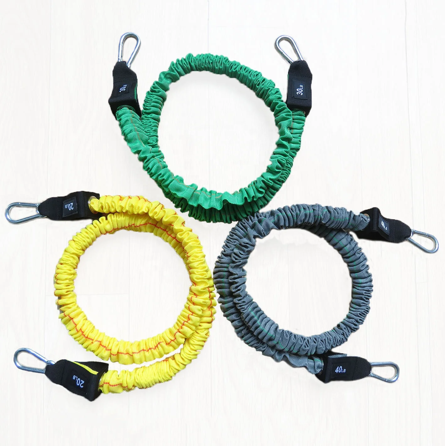 Gymarts elastic tube band with fabric cover eyelet carabiner for workout