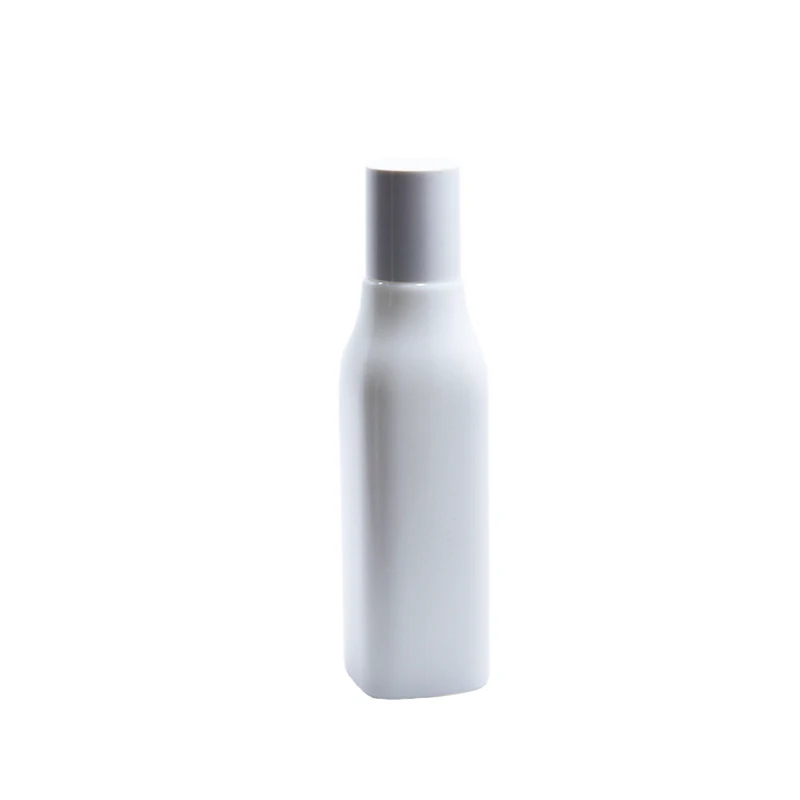 Square 120ml Threaded opal white Ceramics Essential Oil Bottle white porcelain lotion bottle with pump spray cap