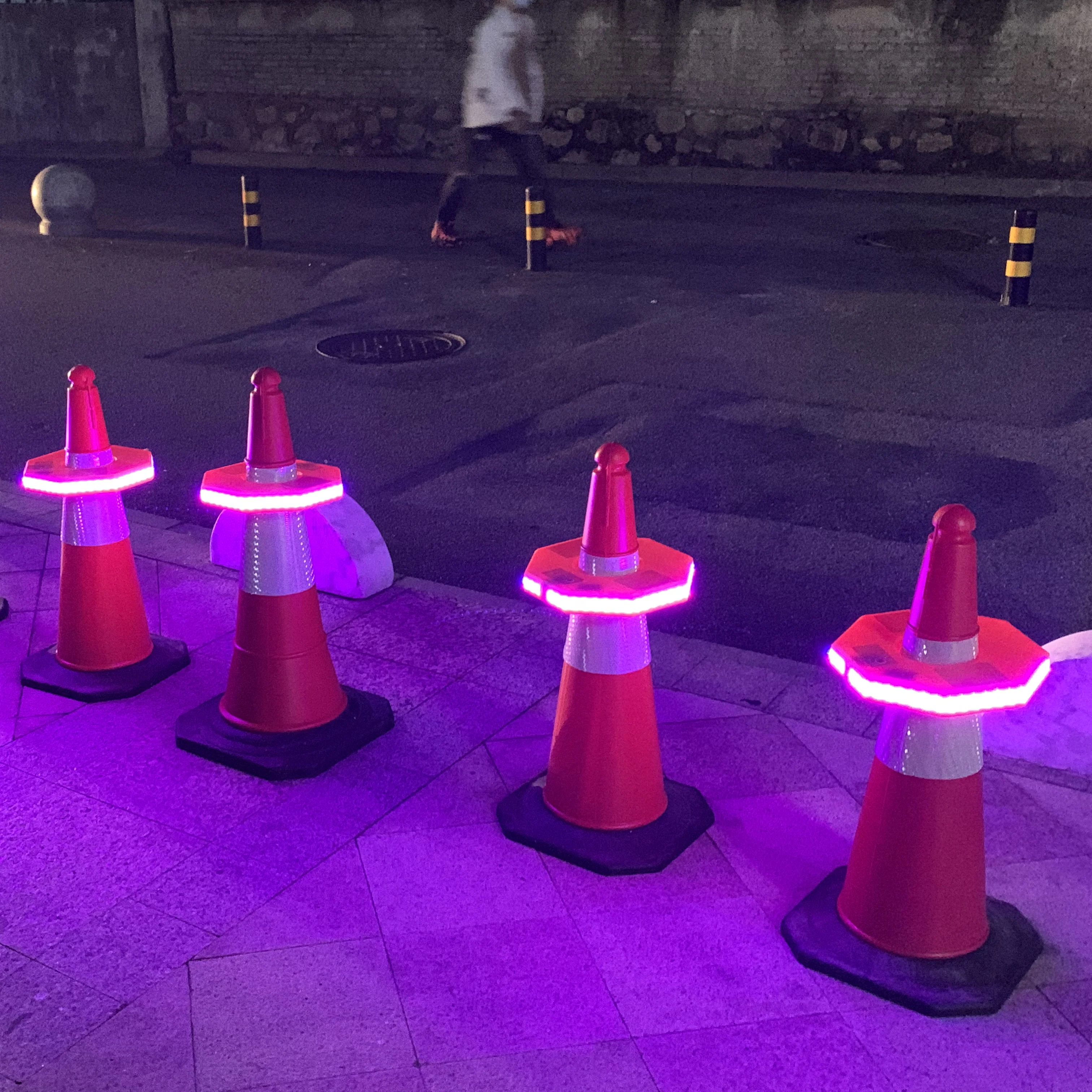 Explosion proof barricade lights recording sound red blue led flash signal warning light beacon for traffic cone