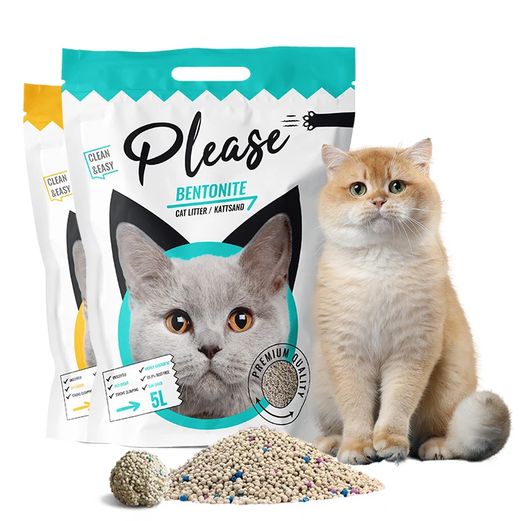 Muawu wholesale 1mm-3.5mm Natural Non-toxic dust free Highly Absorbent bentonite clay colour cat litter sand with fruit scent