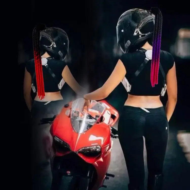 Factory wholesale motorcycle personality cool locomotive balance bike helmet dirty braid helmet braid helmet wig