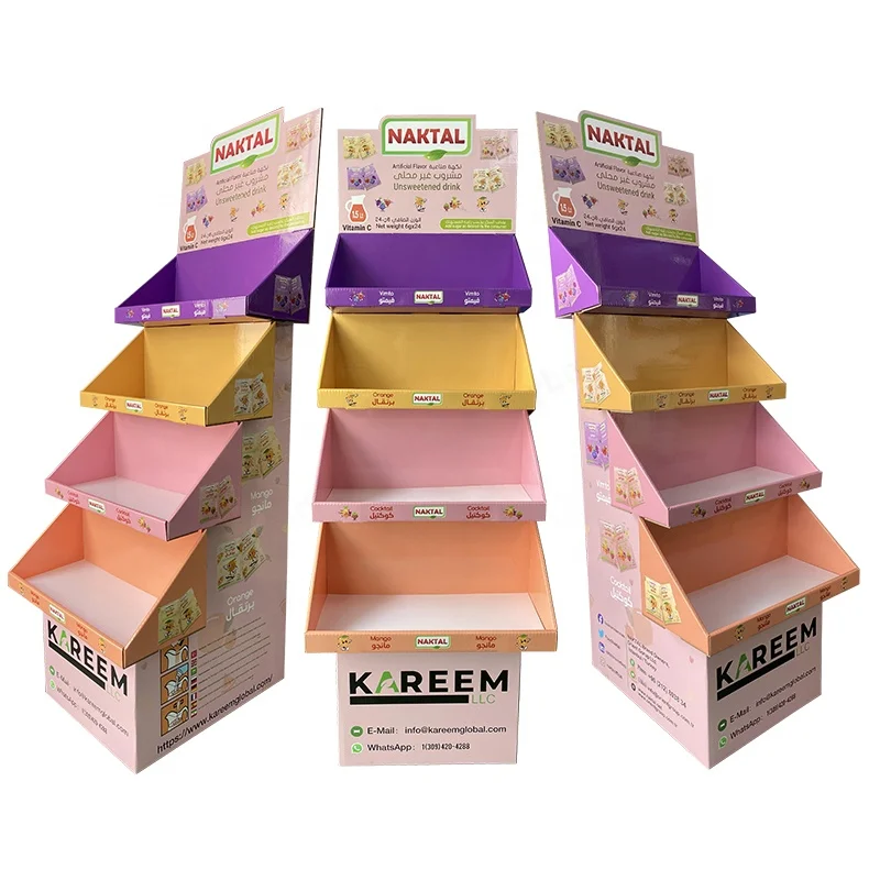 Full Color Printing Paper Floor Display Custom POP Promotion Cardboard Food Display Stand