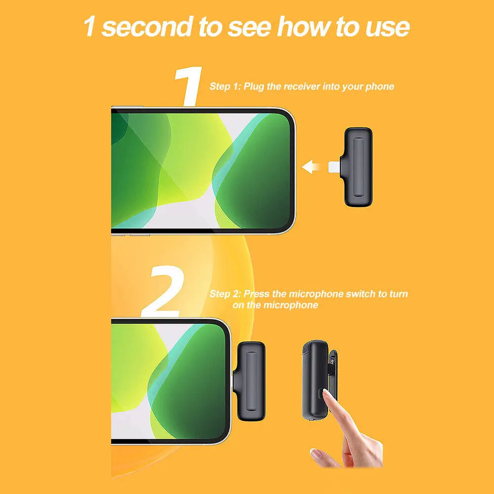 J11 Wireless Lavalier Microphone Noise Reduction Outdoor Live Radio Wireless Microphone for iPhone/iPad Type-C Android