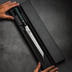 Hand Made 10 Inch Japanese Damascus Kiritsuke Chef Sashimi knife With Buffalo Horn Handle