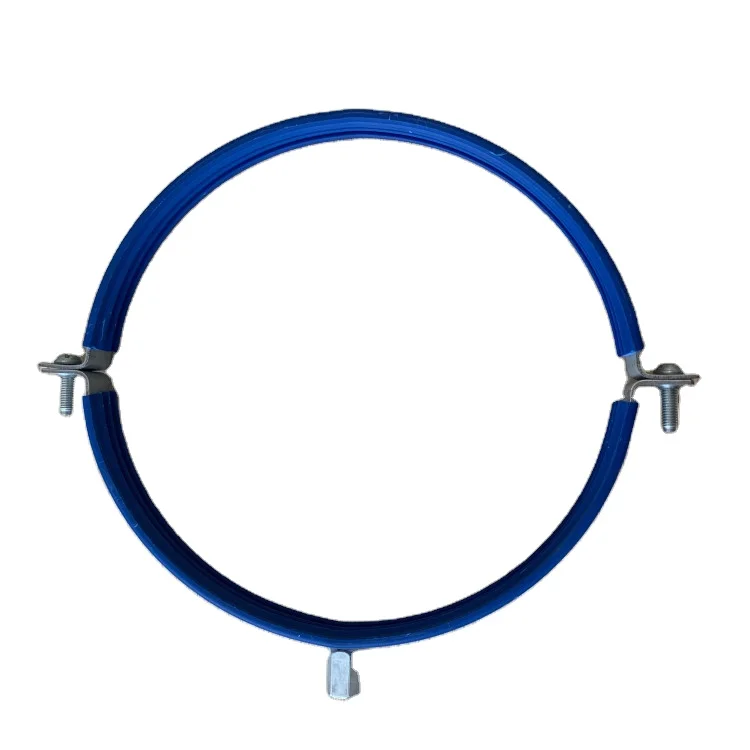 450mm galvanized steel ventilation pipe clamp with rubber HVAC duct pipe hanger for fixing spiral pipes