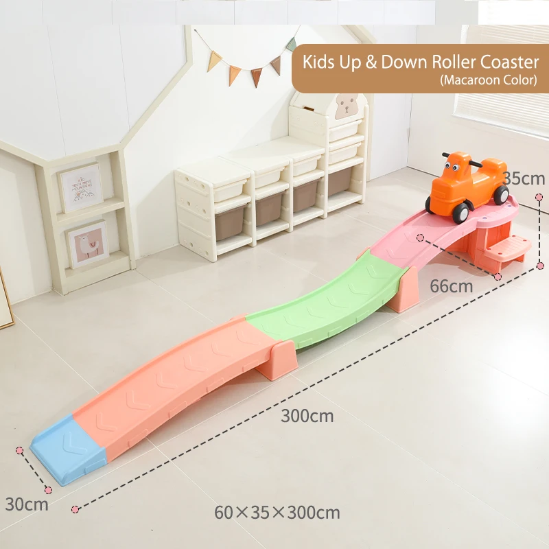 Plastic up down roller coaster kids toy ride on push car indoor/outdoor toy toddlers 2-5 years old compact storage multicolor