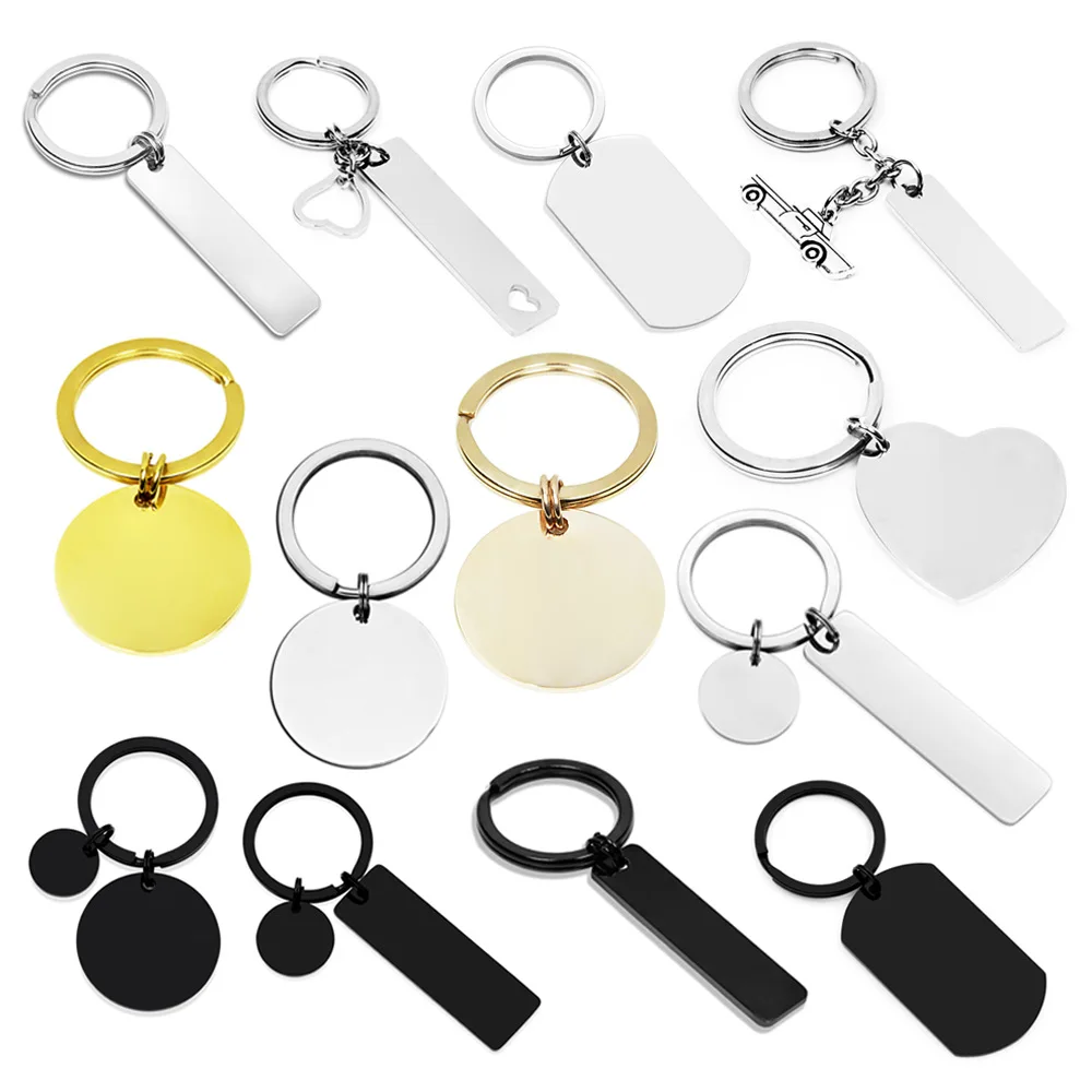 Sublimation Blanks Metal Keychain Personalized Engraving Metal Keychain Pet Name Tag Custom Logo Stainless Steel Key Chain