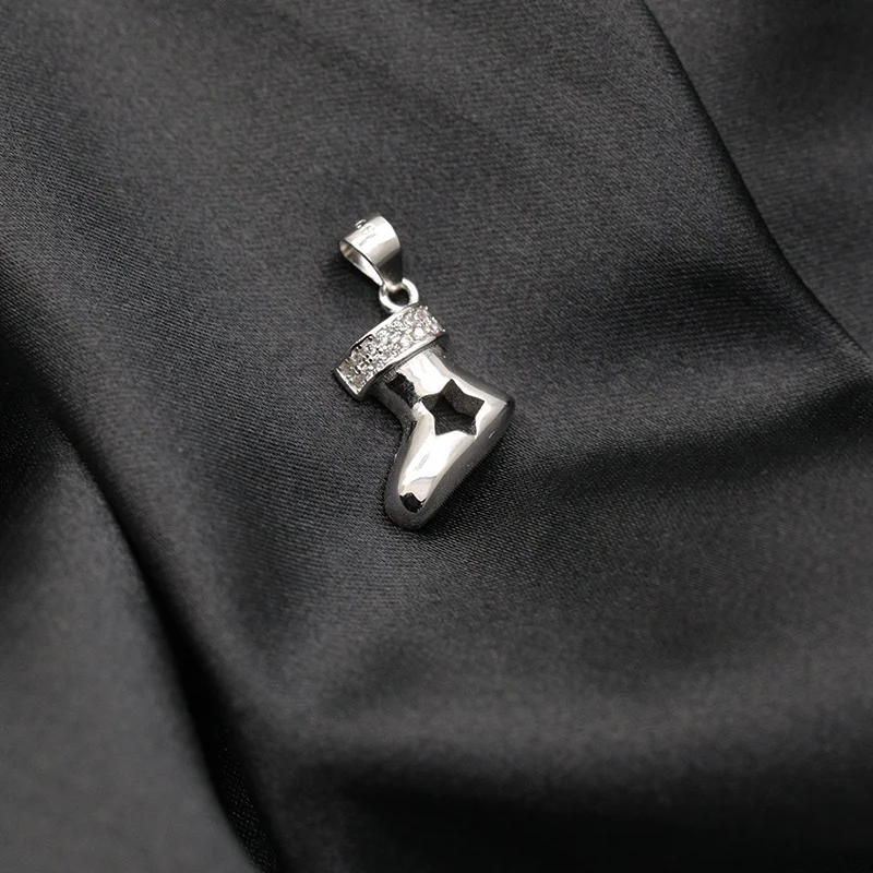 High quality jewelry Zircon Christmas Stocking Pendant Design Stars Children Christmas Gift Charm Pendant 925 sterling silver