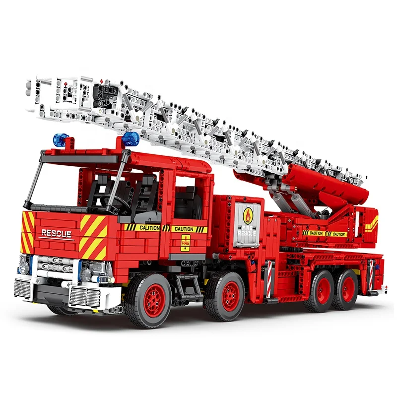 Reobrix 22005 Rc/App Control Fire Fighting Truck Bricks Toys Educational Technic Building Blocks for Kids Gift