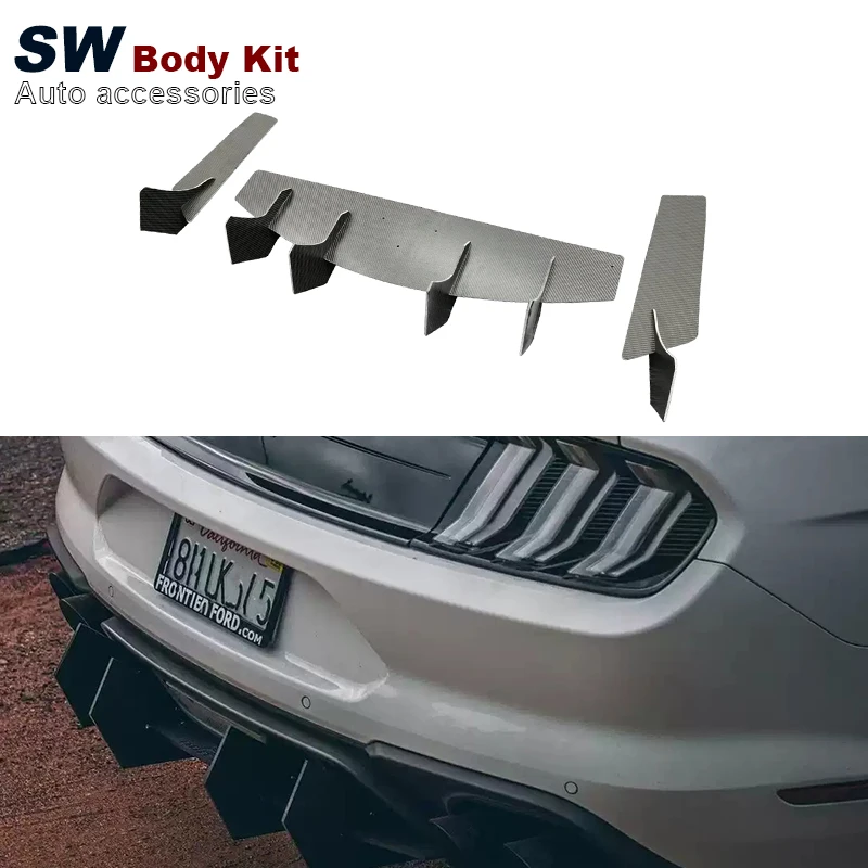 Dry Carbon Fiber MD Style Rear Bumper Lower Spoiler For Ford Mustang Rear Bumper Splitter Lip Diffuser Cover Trim 2018-2022
