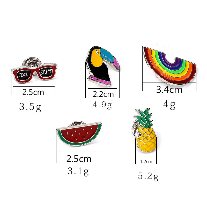 Clothes bags accessories cartoon cute brooches woodpeckers watermelon pineapples rainbow brooches pin