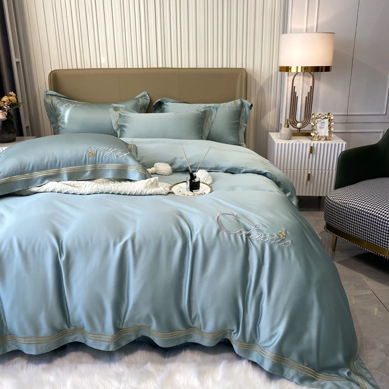 Wholesale tencel fitted bed sheet with pillowcase 100% Lyocell tencel 4 piece with flat bedsheet sets