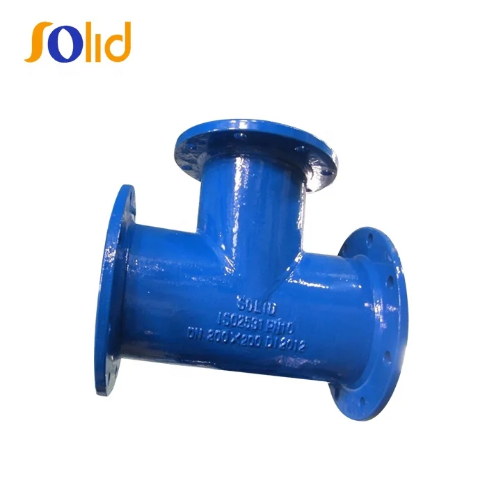 EN545 Casting ductile iron pipe fitting epoxy all flanged equal tee for potable water