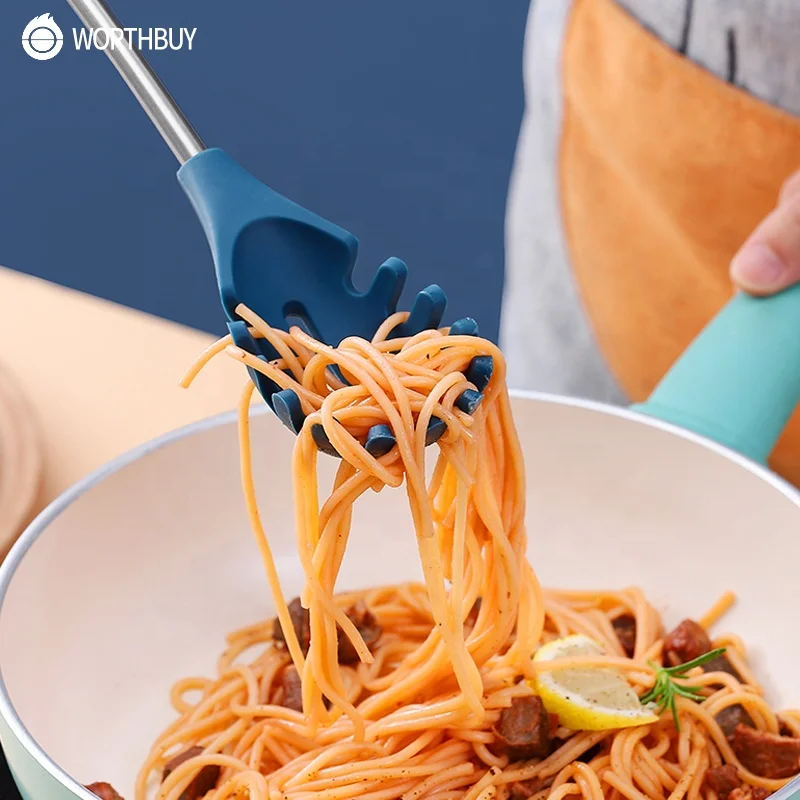 WORTHBUY Silicone Cooking Utensils Set Stainless Steel Kitchenware Spatula Shovel Heat Resistant Cooking Tools Set