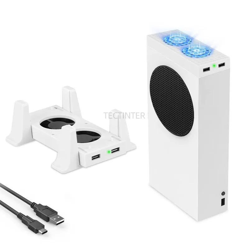 For Xbox Series S Accessories Vertical Stand with 2 Cooling Fans 3-Speed Cooler for Xbox Series S Game Console with 2 USB Ports