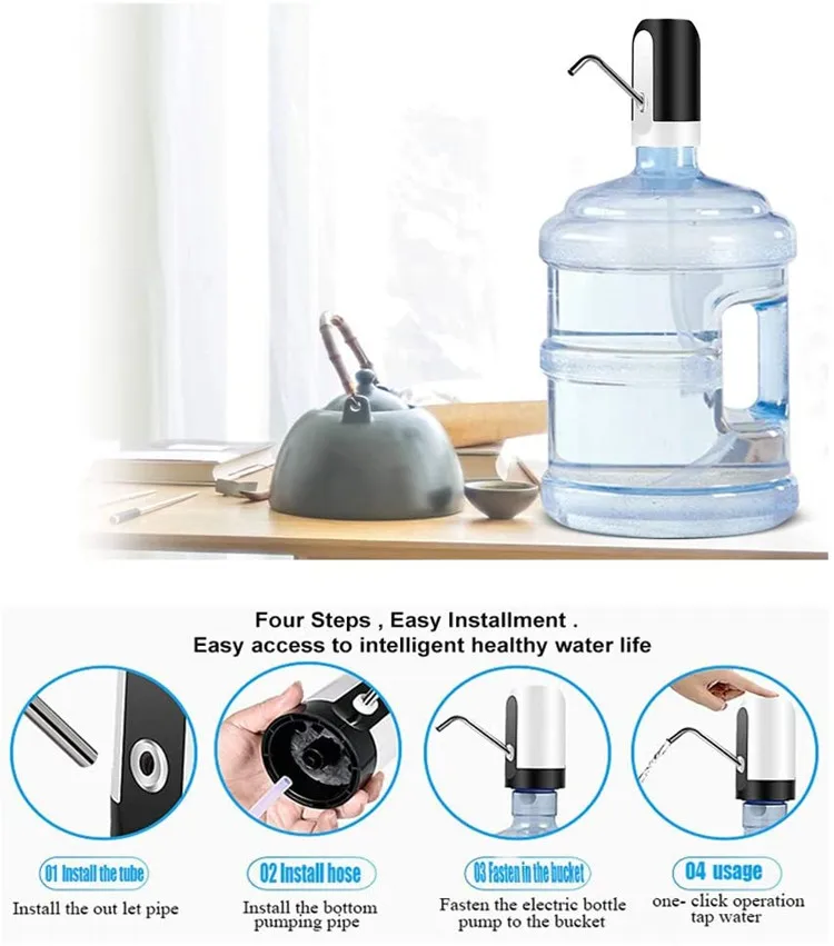 Portable 5 Gallon Drinking Water Bottle Electric Water Dispenser Pump for Home, Office, Indoor and Outdoor