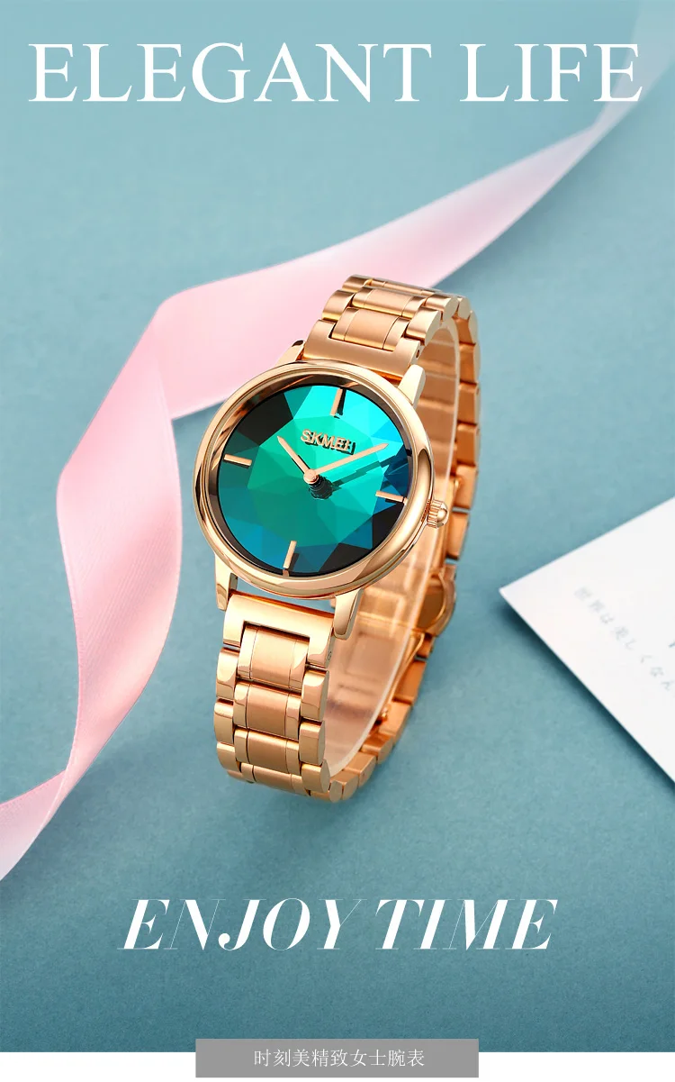 2022 SKMEI 1789 Wholesale Top Brand Zinc Alloy Case 3ATM Waterproof Gemstone Quartz Watches For Ladies