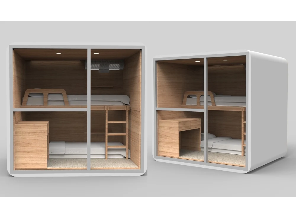 WIMI Wooden Soundproof Sleeping Bed Capsule Sleeping Pod Hotel Capsule Bed Bedroom Set Hotel Box