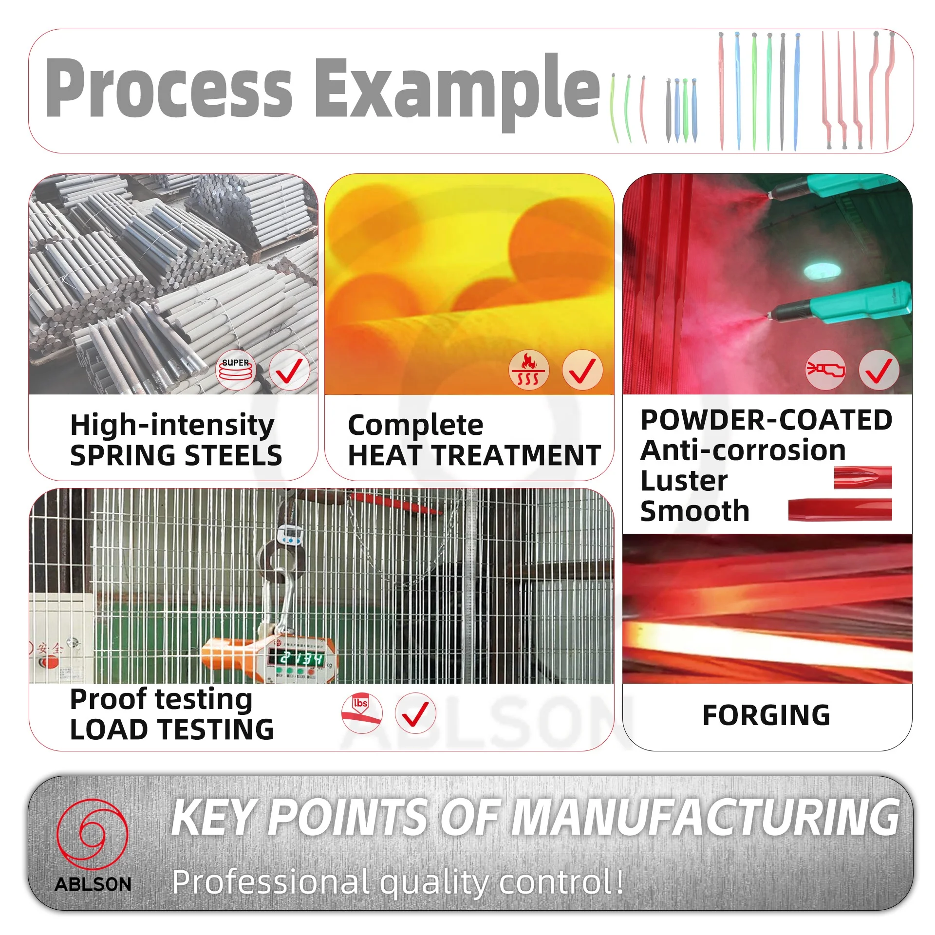 ABLSON Forged Cranked Tines For Hay Loader Tractor With Hay Bale Spear And Loader Tines Bale Spears For Hinomoto Tractor Parts