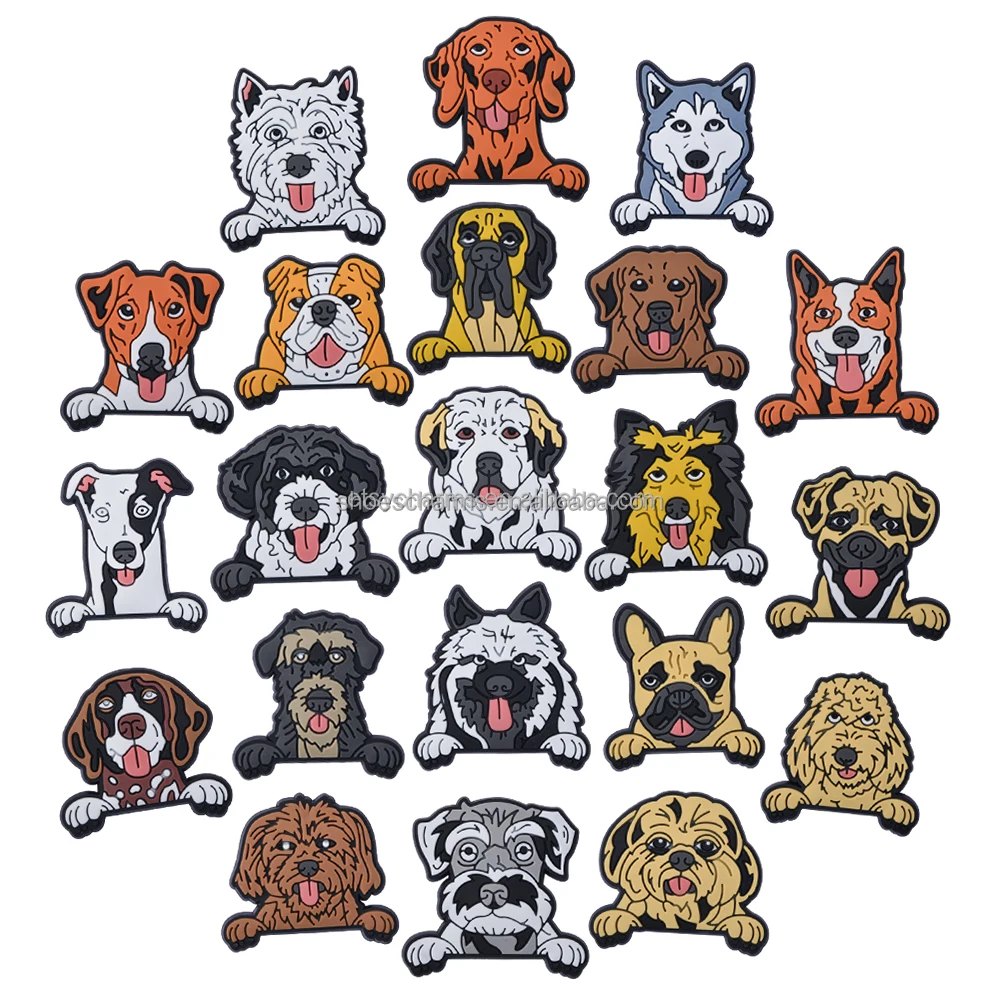 2024 Wholesale High Quality New Arrival Puppy dog family shoe charms for EVA beach clog shoes