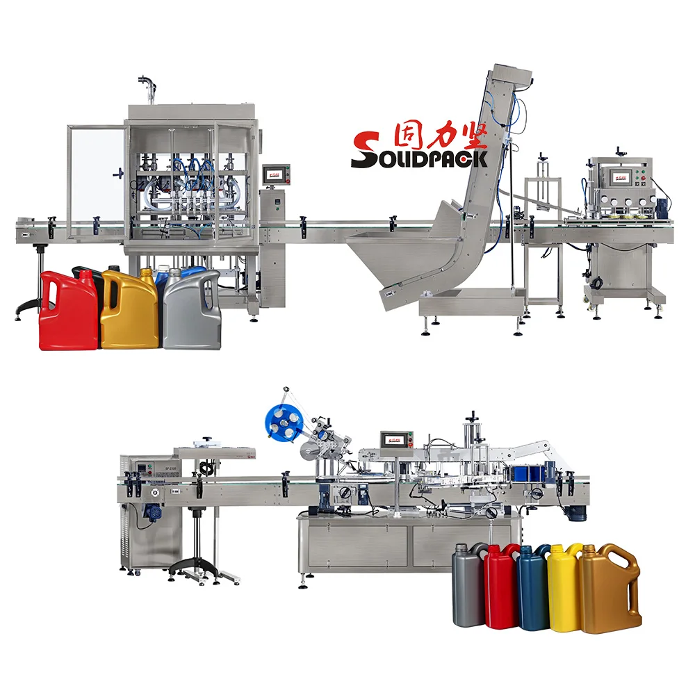 Solidpack automatic oil treatment 6 heads system bottle filler fuel injector cleaner piston filling machine production line