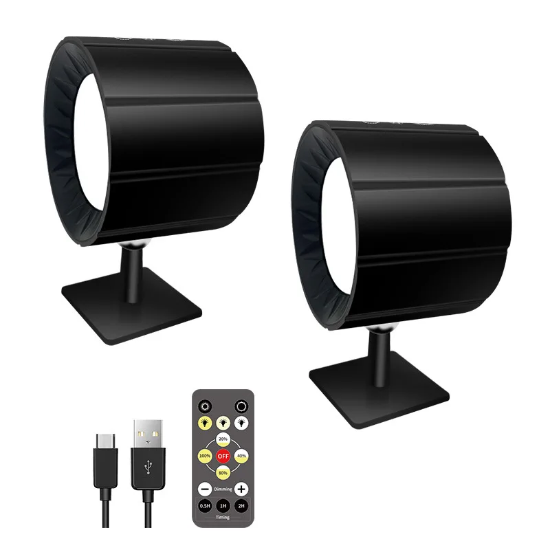 Hot Selling 3CCT Interior USB Rechargeable Wall Lamps Adjustable Angle Brightness Black Indoor Magnetic Wireless Wall Lights