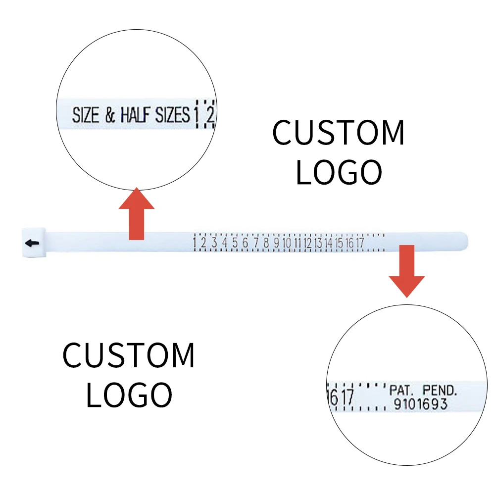 Wholesale Custom Logo Plastic Finger Measuring Tool Ring Sizer Plastic Ring Sizer Jewelry Us Ring Sizer Measuring Set