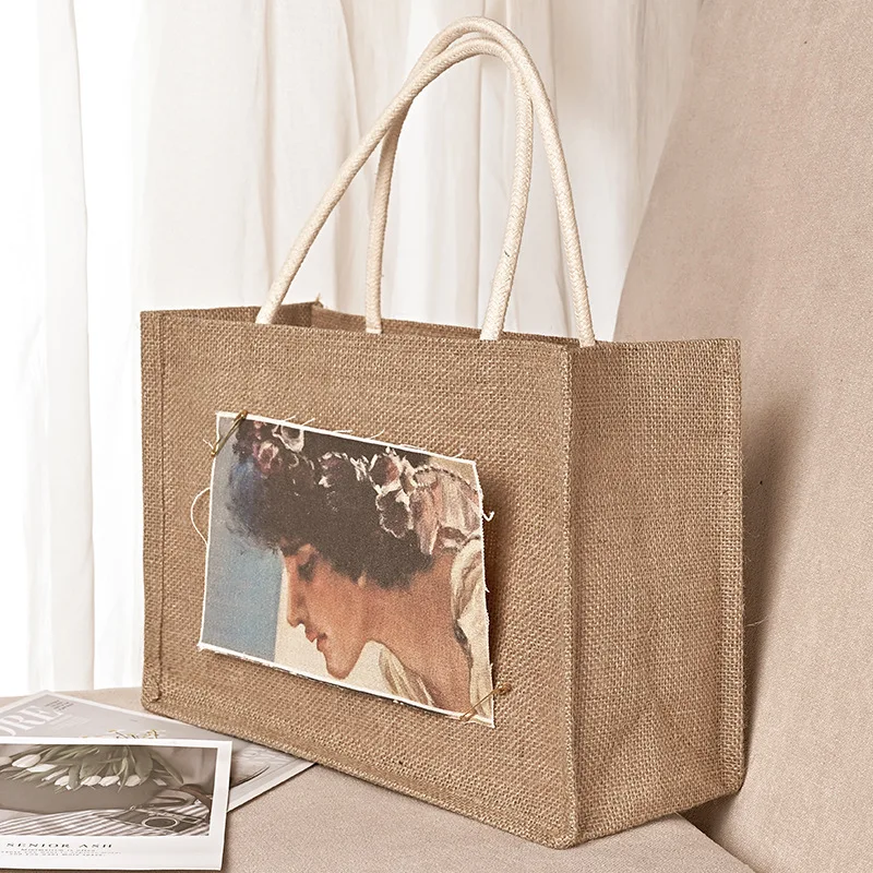 High Quality Women Bag for Gifts De Yute Reusable Grocery Laminated Shopping Jute Tote Bags