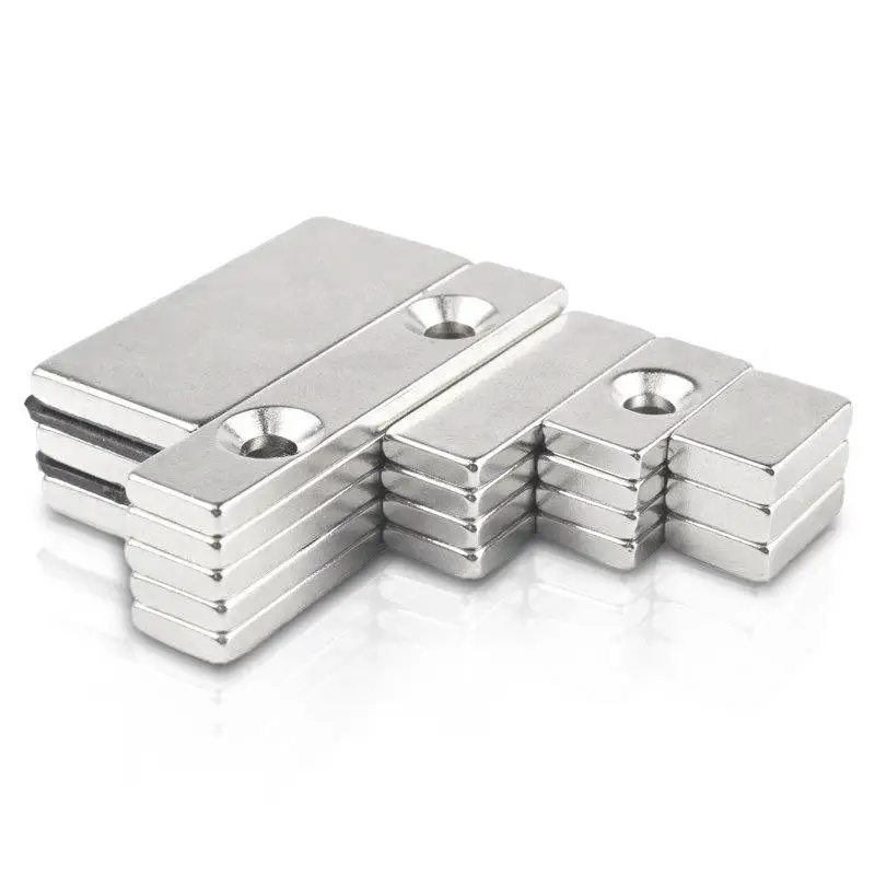 N35 N52 neodymium Permanent rectangle square block cup countersunk hole magnet block countersunk with countersunk hole