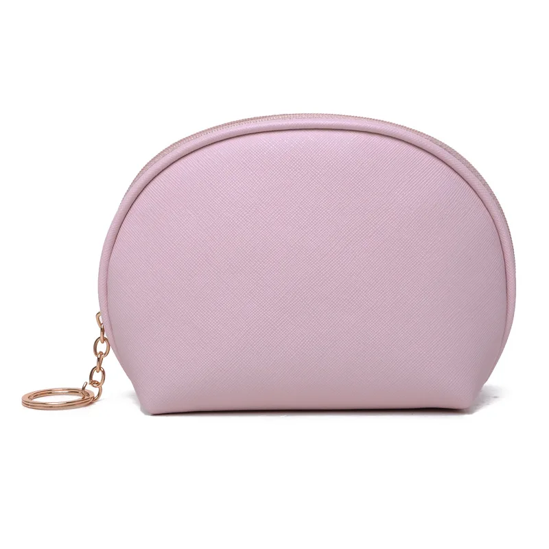 Personalized Leather Cosmetic Bag with PU Zipper Patchwork Color & Key Chain Fashionable Brush Holder Makeup Case Gift