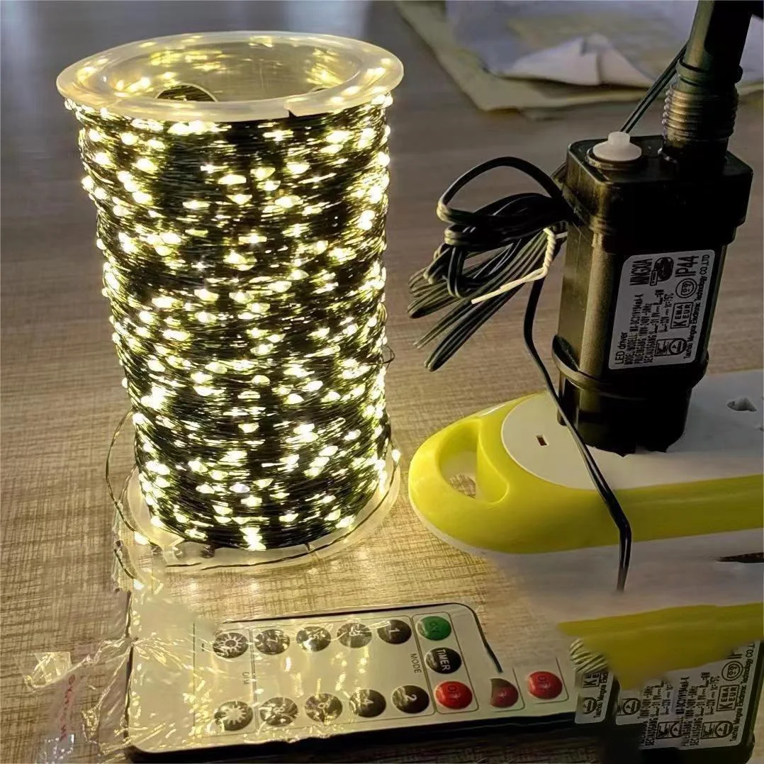 100M Remote 8Modes Green Wire Christmas LED String Fairy Light With Waterproof Eid Decoration Festival Christmas Light For Patio