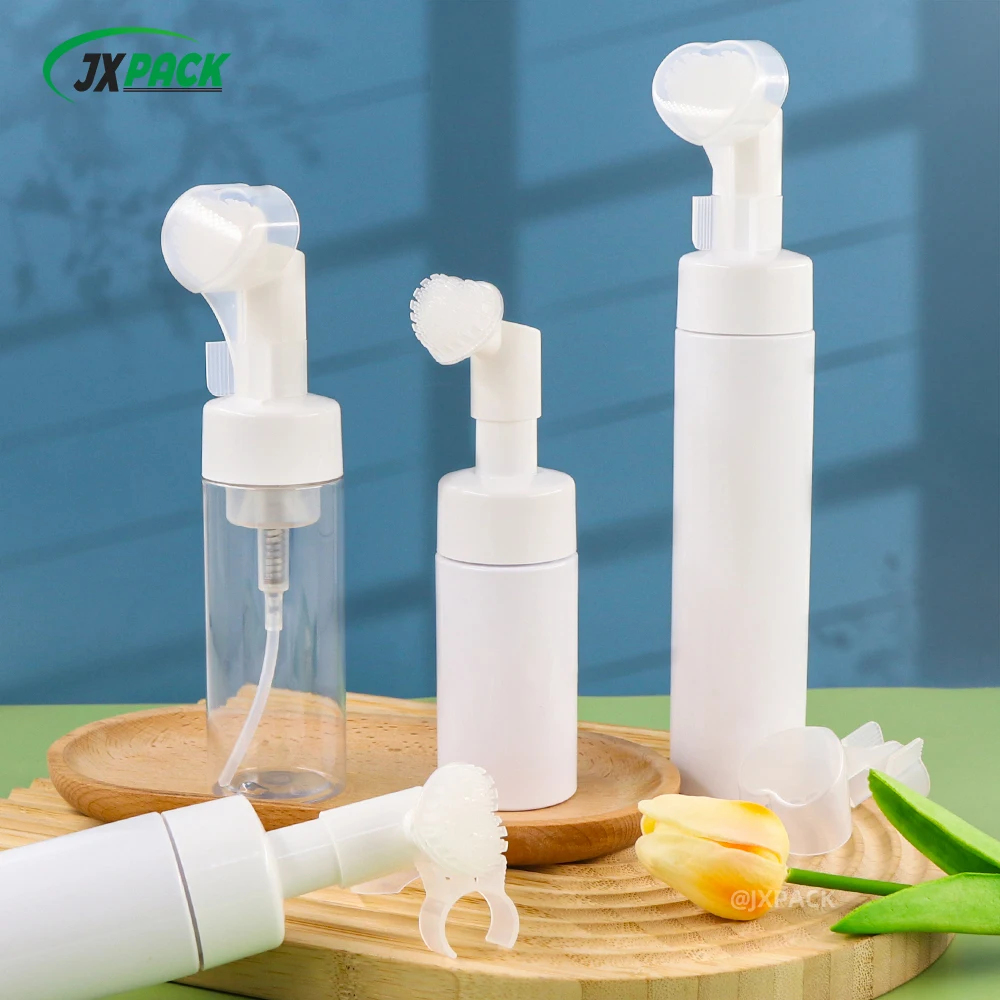 Luxury shoe cleaner foam bottle Foam silicone Brush Cleansing Clear plastic bottle teal black 3.5oz foam pump bottle