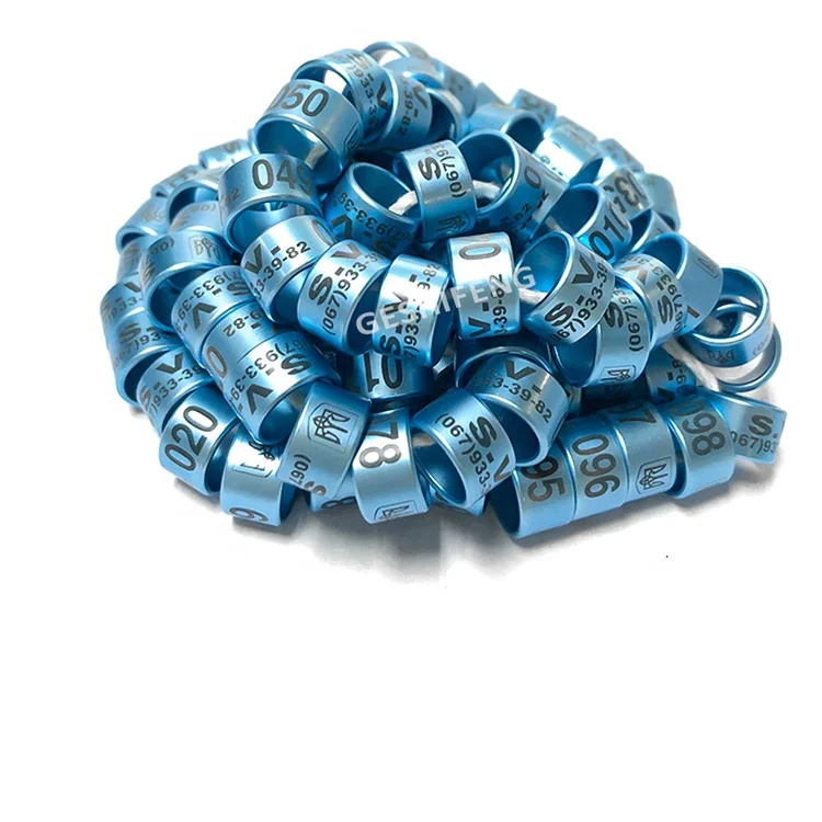 Custom Design Leg Ring Benzing Aluminium Bird Legband Canary Pigeon Rings Bands Card Fci Metal Personalized Name