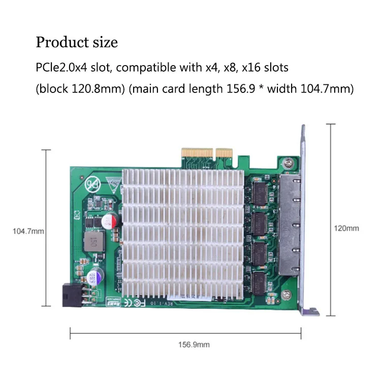 Расширение сетевой карты PCIe на 4-портовый чип I226 с блоком питания POE для получения визуальных данных