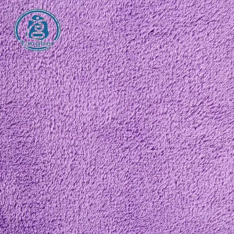 Plain dye knit soft and absorbent 100 polyester coral fleece fabric for bathrobe and blanket