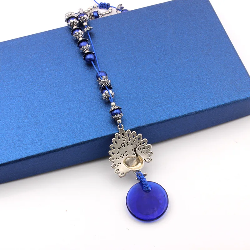 Kingcome Turkish Blue Eyes Glass Pendant Car Pendant Decoration Good Luck Evil Eye Peacock Dooe Window Wall Hanging
