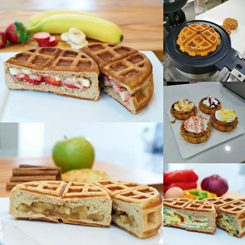 Professional Restaurant Equipment Factory Wholesale 110V 220V Commercial Nonstick Mini Belgian Stuffed Waffle Maker Machine