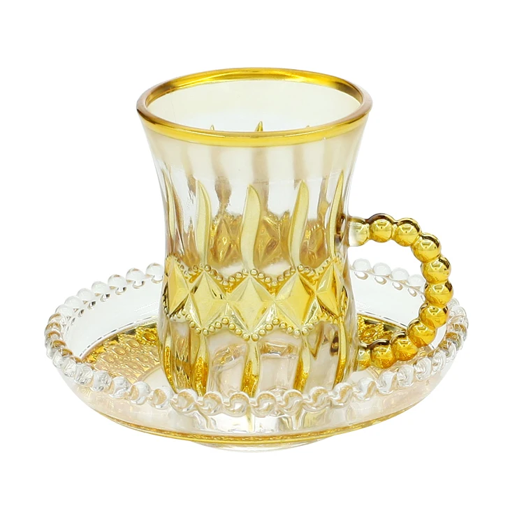 Оптовая продажа, набор тарелок для чая и кофе в арабском стиле с золотым и серебряным покрытием