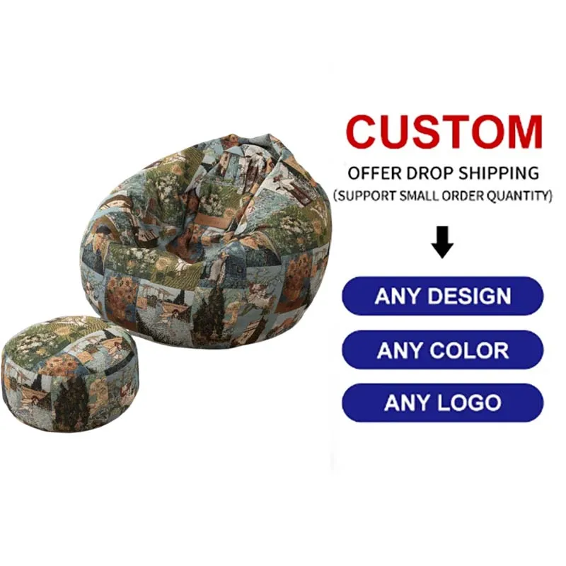 Wholesale Modern Home Furniture Nordic Living Room Fabric Bean Bag Sofa Lazy Sofa Tapestry Bean Bag Chair