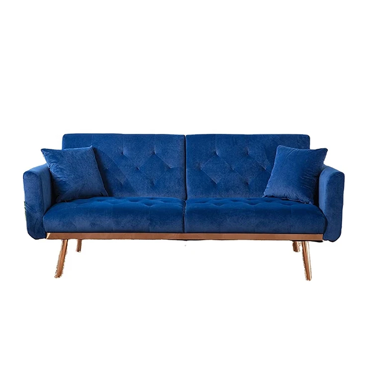 Velvet Sectional Blue Fabric Living Room Sectional Sleeper 3 Seater Soft Living Room Sofa Modern Set Wood Leg Home Furniture