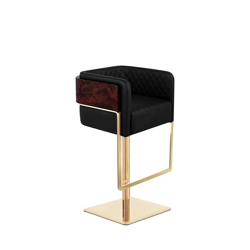 Manufacture Custom Metal Bar Furniture Made Luxury Stainless Steel Frame Black Modern Barstool