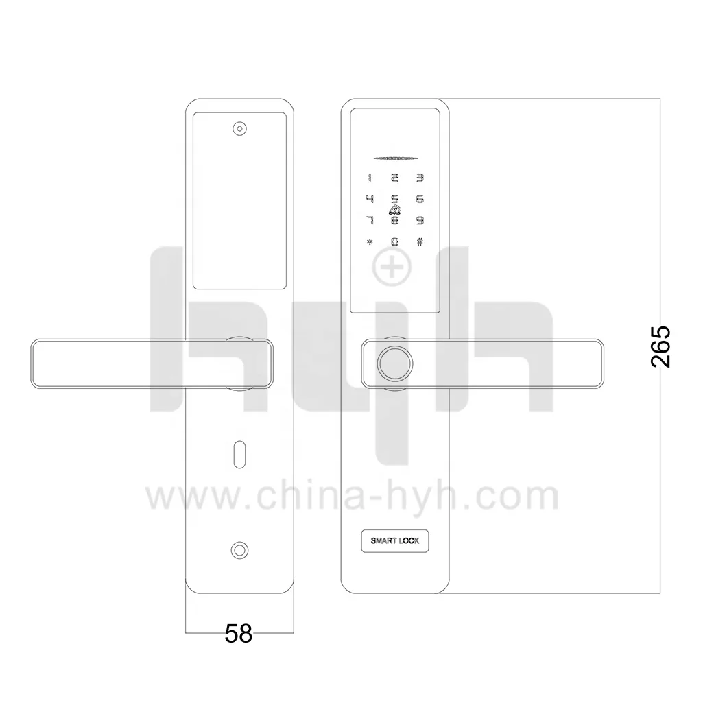 Guangdong-hyh Hardware Blue-tooth Bedroom Best Fingerprint Tuya Wooden Smart Door Lock With TT Hotel System